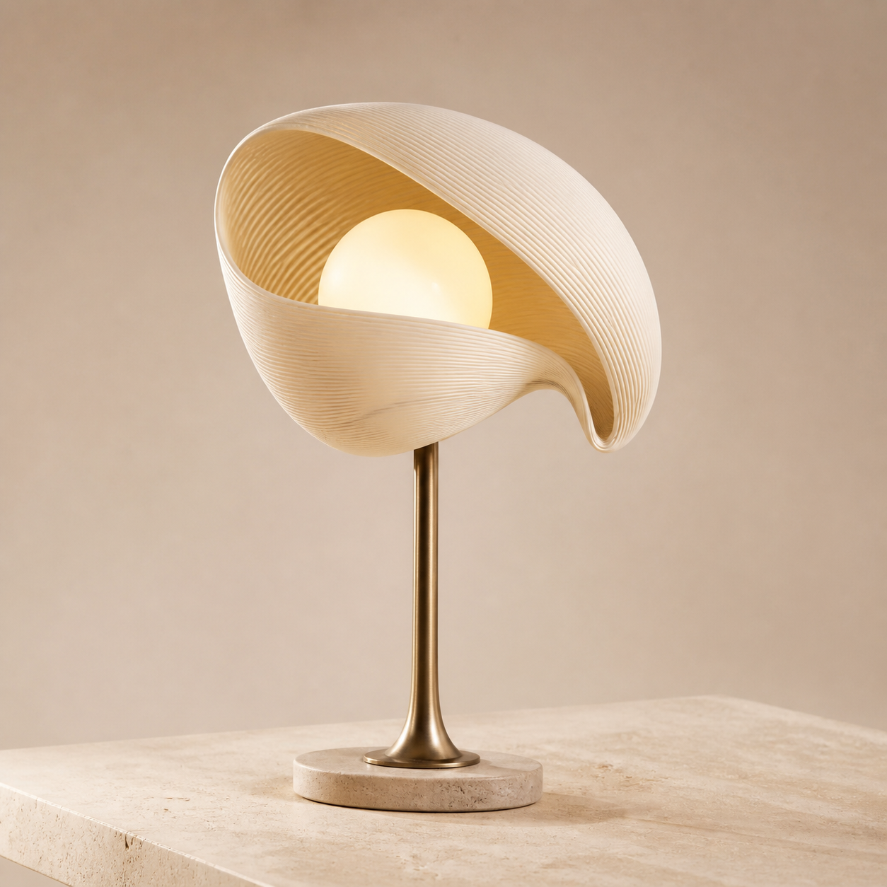 A sculptural LUM light made with layered texture